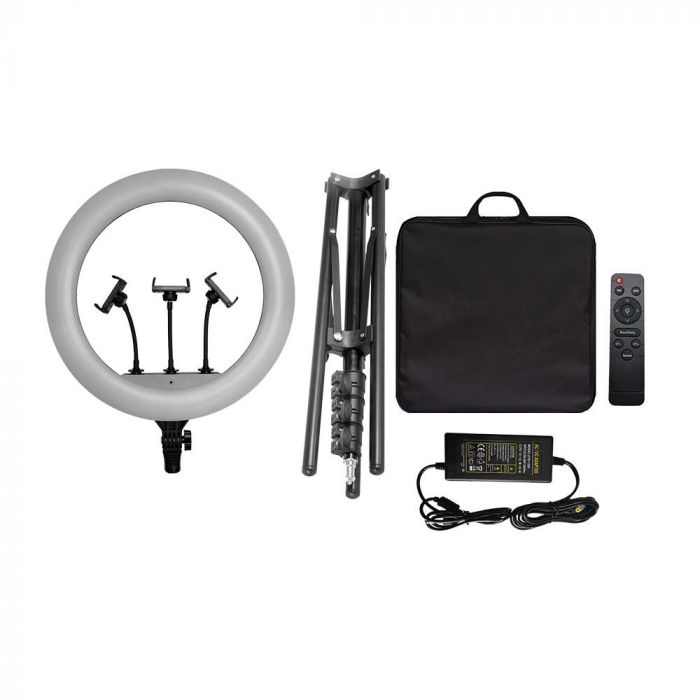 LED RING LIGHT 18INCH WITH 3 PHONE HOLDER AND REMOTE 55W 3IN1 6000lm 540x440x70mm