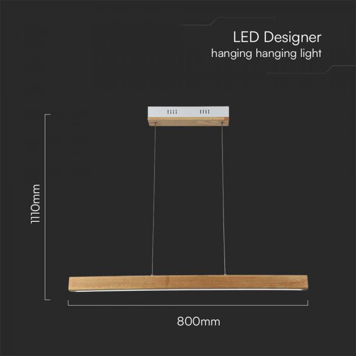 LED PENDANT LIGHT 12W 1440lm WW 800x1110mm WOOD