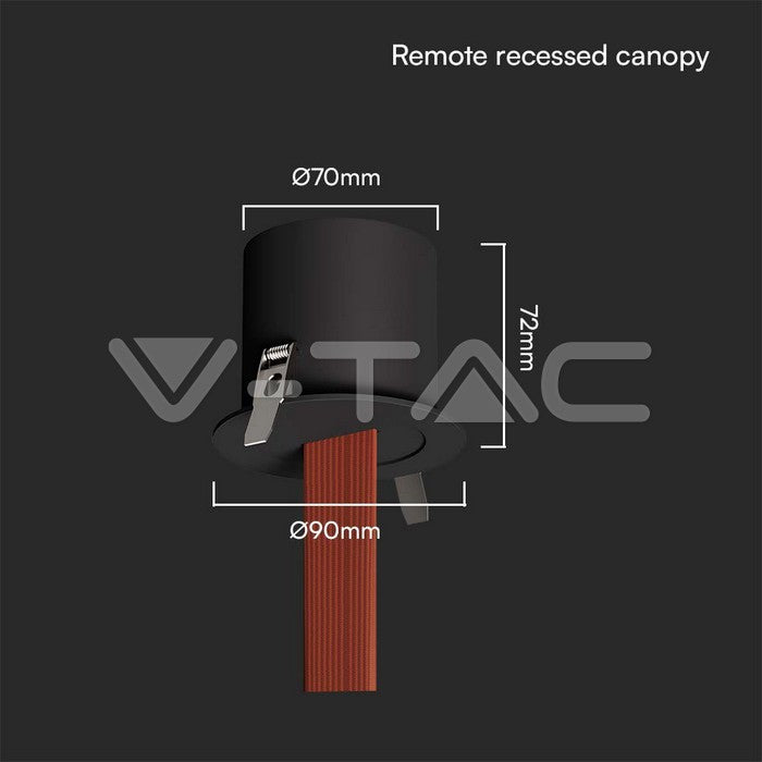 REMOTE RECESSED CANOPY - FEEDER ONLY (D90xH72mm) SANDY BLACK