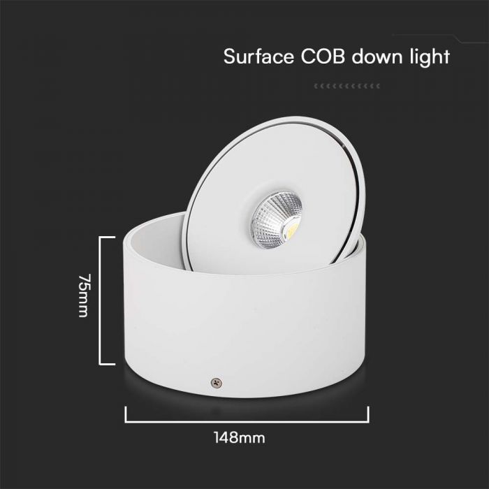 LED SURFACE COB DOWNLIGHT 20W 3IN1 1408lm 25° 148x75mm WHITE