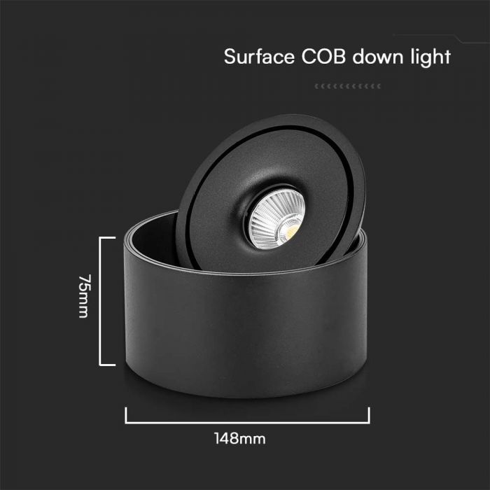 LED SURFACE COB DOWNLIGHT 20W 3IN1 1408lm 25° 148x75mm BLACK