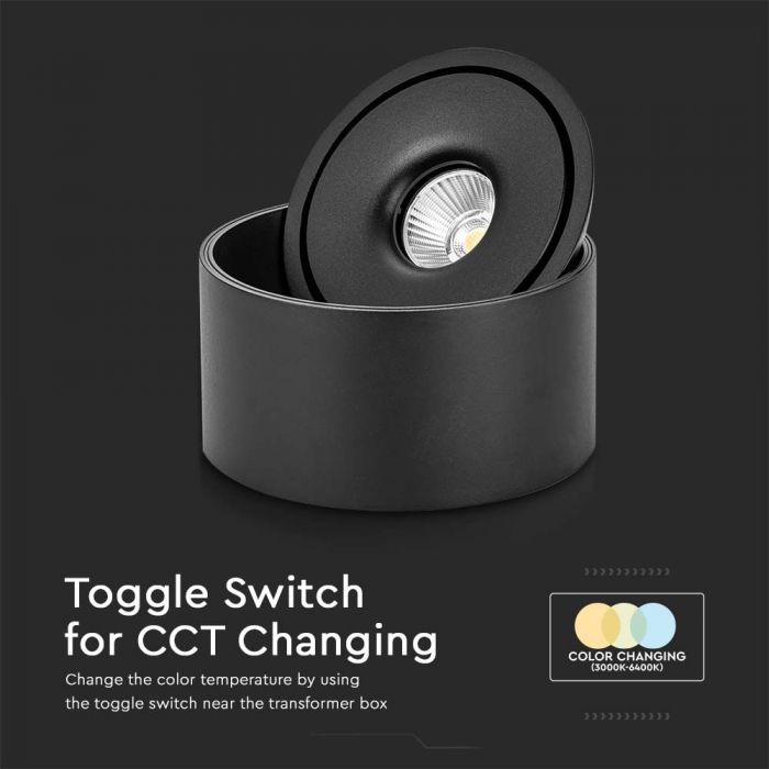 LED SURFACE COB DOWNLIGHT 20W 3IN1 1408lm 25° 148x75mm BLACK