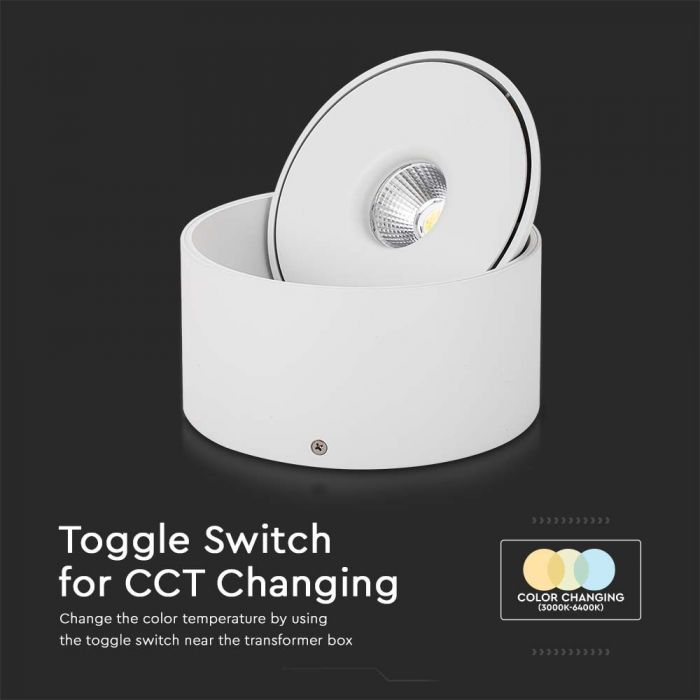 LED SURFACE COB DOWNLIGHT 28W 3IN1 2500lm 25° 178x87mm WHITE