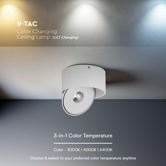LED SURFACE COB DOWNLIGHT 28W 3IN1 2500lm 25° 178x87mm WHITE