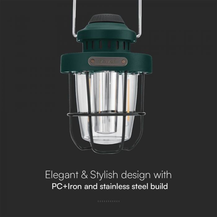 LED FLAME WORK CAMPING RECHARGEABLE LIGHT DIMMABLE  5W 230lm WW+CW 147x100x207mm GREEN IP44