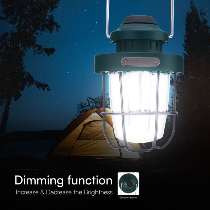 LED FLAME WORK CAMPING RECHARGEABLE LIGHT DIMMABLE  5W 230lm WW+CW 147x100x207mm GREEN IP44