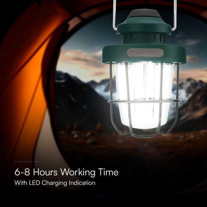 LED FLAME WORK CAMPING RECHARGEABLE LIGHT DIMMABLE  5W 230lm WW+CW 147x100x207mm GREEN IP44