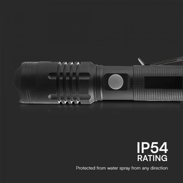LED RECHARGEABLE TORCH LIGHT 10W 1000lm 35x175x195mm BLACK IP54