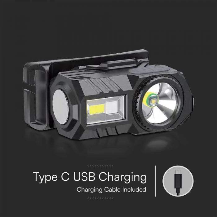 LED RECHARGEABLE HEAD LIGHT WITH BELT RGB 68x31x45mm IP43