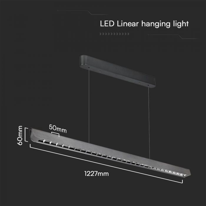 LED LINEAR HANGING LIGHT 36W 3IN1 2880lm 1227x50x60mm MATT GREY