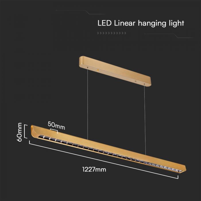LED LINEAR HANGING LIGHT 36W 3IN1 2880lm 1227x50x60mm MATT GOLD