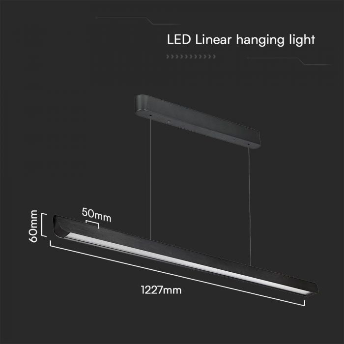 LED LINEAR HANGING LIGHT 36W 3IN1 2880lm 1227x50x60mm DIFF. PLATE TYPE BLACK