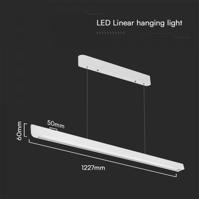 LED LINEAR HANGING LIGHT 36W 3IN1 2880lm 1227x50x60mm DIFF. PLATE TYPE WHITE