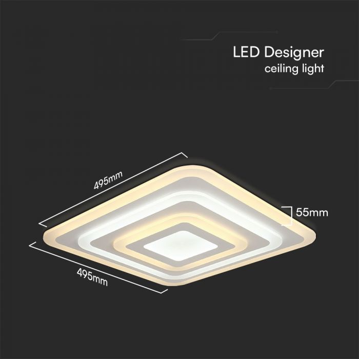 LED CEILING LIGHT 3 STEP DIMMABLE  77W 6700lm 3IN1 495x495x55mm WHITE