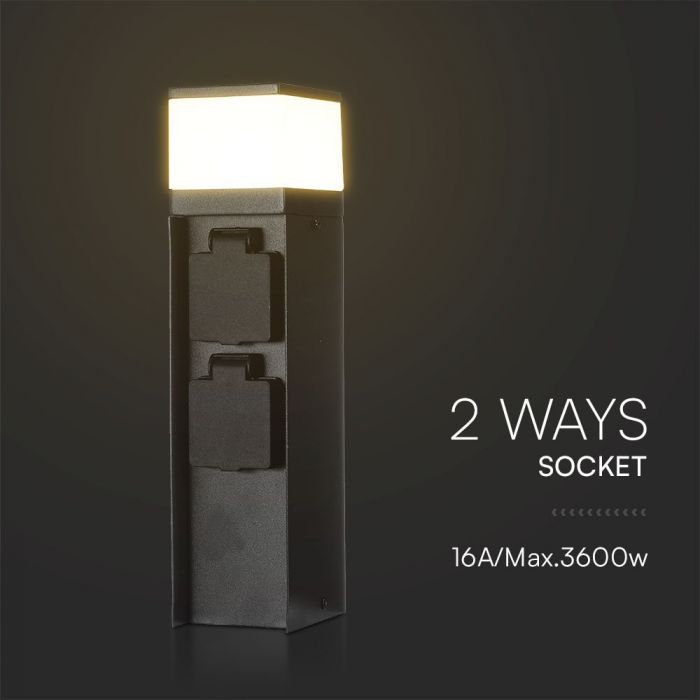 LED BOLLARD LIAMP WITH 2 WAY SOCKET G9 70x70x300mm BLACK IP44