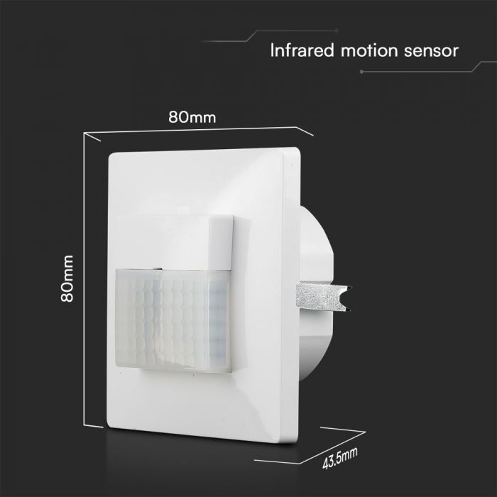LED PIR SENSOR TWO WIRE LINE 120° DETECTION RANGE WHITE BODY