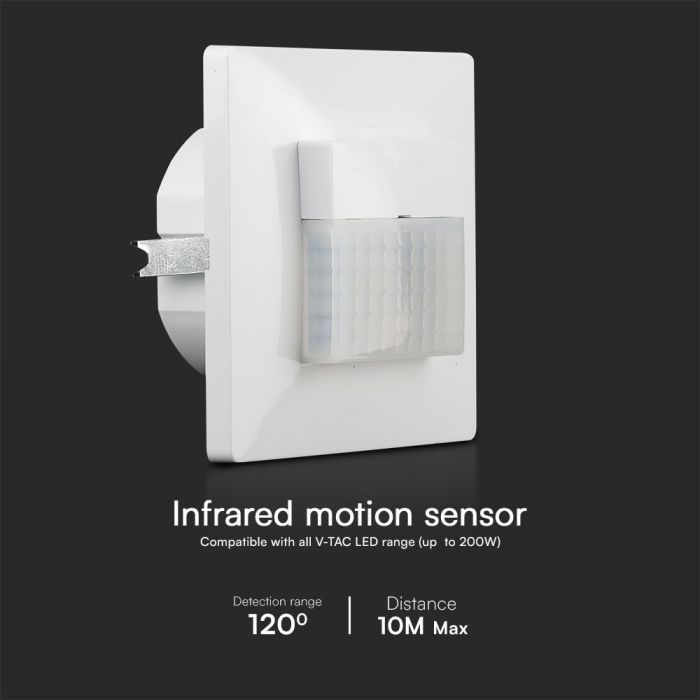 LED PIR SENSOR TWO WIRE LINE 120° DETECTION RANGE WHITE BODY