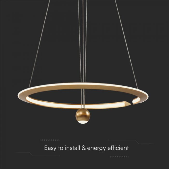 LED PENDANT LIGHT 45W WW 5500lm 120° 620x1200mm Brush Gold