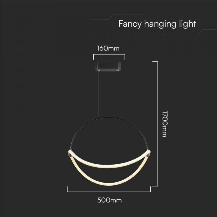 LED PENDANT LIGHT 16W WW 1920lm 120° 500x160x1700mm BLACK