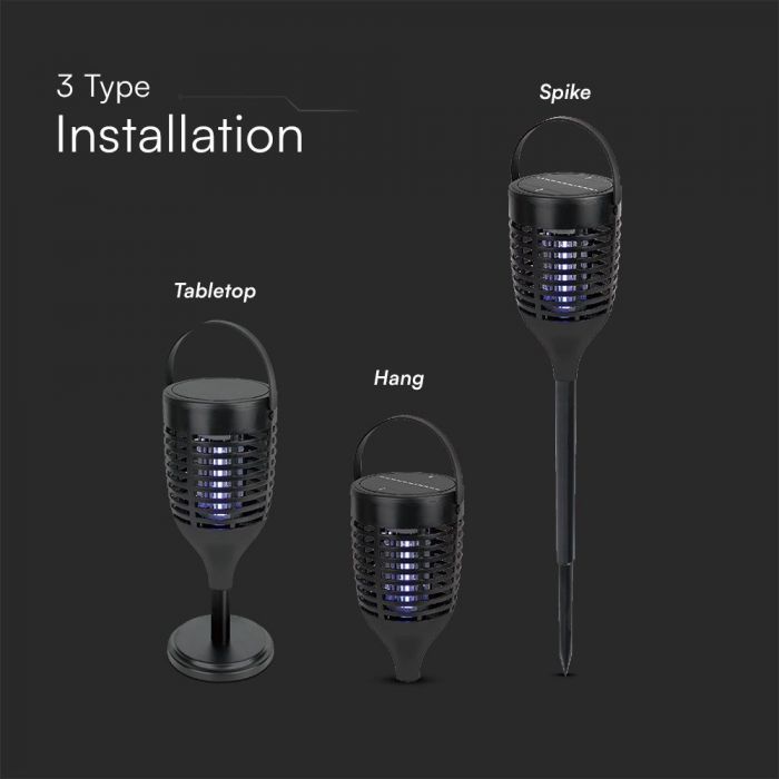 LED 3IN1 SOLAR BUG ZAPPER 128x128x672mm IP24