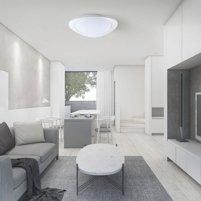 LED DESIGNER Ceiling Light with Remote Control CCT Changing 20/40/20W 4000lm 360° 450x65x445mm DIMMABLE -PHANTOM WHITE COVER