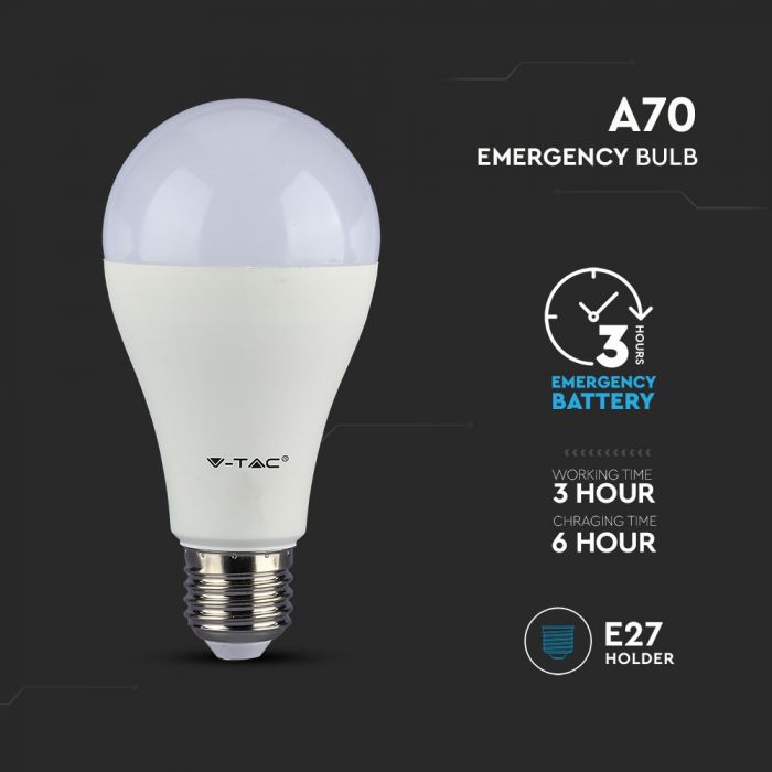 LED EMERGENCY E27 LAMP 9W CW 806lm 200° (3Hrs) SAMSUNG CHIP