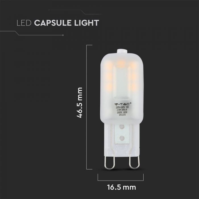LED G9 LAMP 2.5W CW 200lm 300° 16.5X46.5 SAMSUNG CHIP