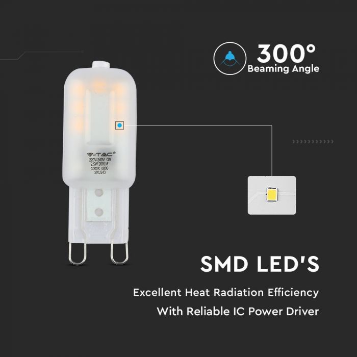 LED G9 LAMP 2.5W CW 200lm 300° 16.5X46.5 SAMSUNG CHIP