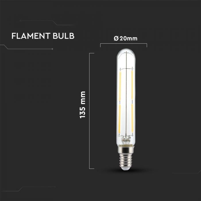 LED E14 FILAMENT LAMP T20 4W CW 400lm 300° 20X135 A++