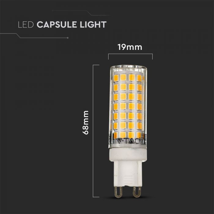 LED G9 LAMP 6W WW 550lm 300° 19X68