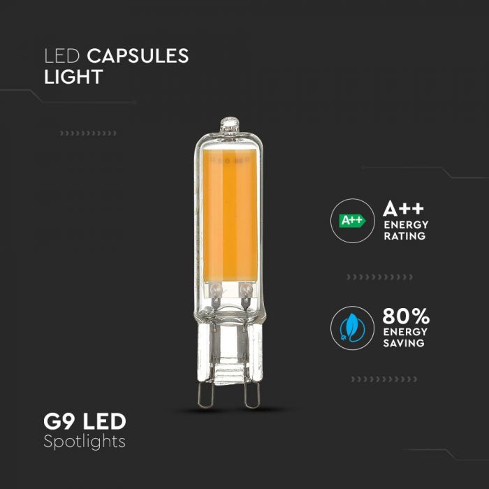 LED G9 LAMP 4W WW 410lm 300° 16X58 IP44 GLASS