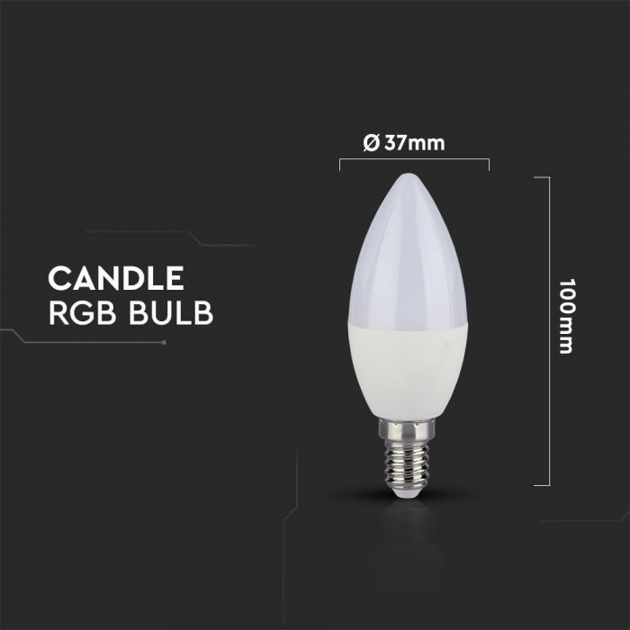 LED E14 LAMP RGB+CW 3.5W 320lm 200° CANDLE WITH REMOTE CONTROL DIMMABLE