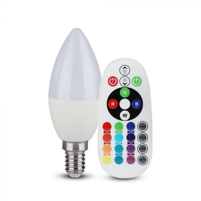 LED Bulb 3.5W E14 Candle Dimming Brightness RF Control RGB 6400K