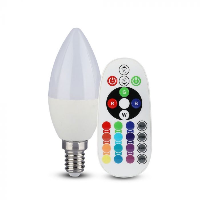 LED E14 LAMP RGB+CW 3.5W 320lm 200° CANDLE WITH REMOTE CONTROL DIMMABLE