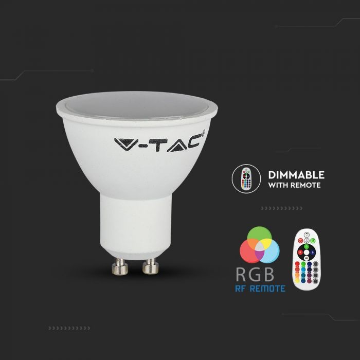 LED GU10 LAMP RGB+CW 3.5W 300lm 200° WITH REMOTE CONTROL DIMMABLE