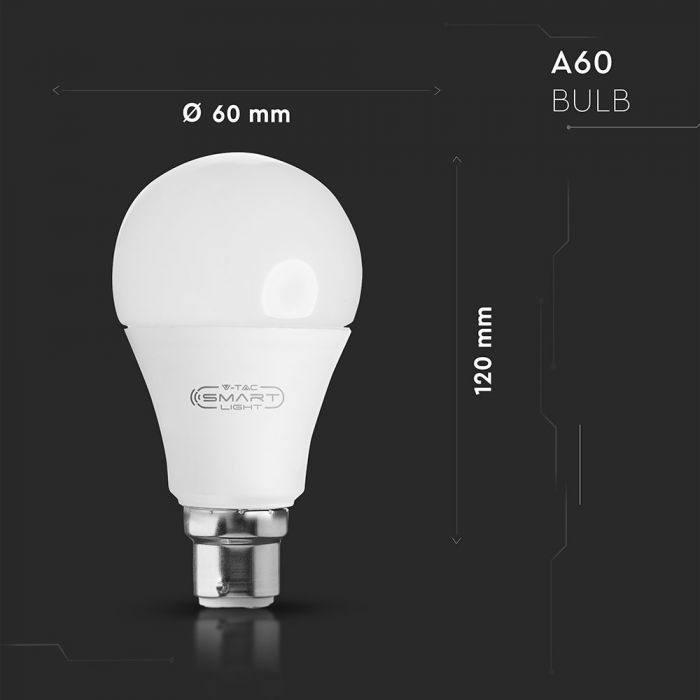 LED B22 WI-FI SMART LAMP 10W RGB+2700-6500K 806lm 200° 60X120 DIMMABLE