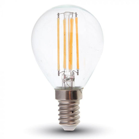 LED E14 FILAMENT LAMP P45 6W CW 600lm 300° GLOBE 45X78