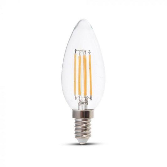LED Bulb 6W Filament E14 Clear Cover Candle 2700K 130 lm/W