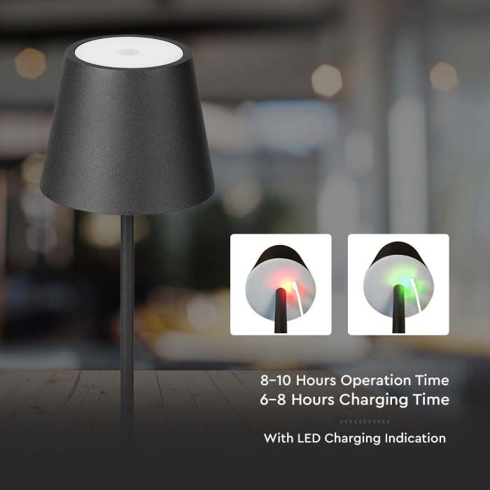 LED RECHARGEABLE DESK LAMP TOUCH DIMMABLE DL 3W 60lm BLACK BODY