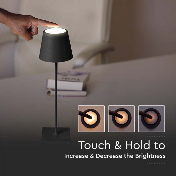LED RECHARGEABLE DESK LAMP TOUCH DIMMABLE DL 3W 60lm BLACK BODY