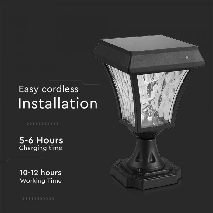 LED SOLAR STAND LAMP CC3 3IN1 110Lm 170° 15x15x24CM MATT BLACK BODY IP65