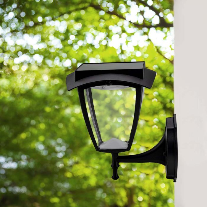 LED SOLAR WALL LAMP WW + CW 110Lm 170° 17.5x23 MATT BLACK BODY IP65