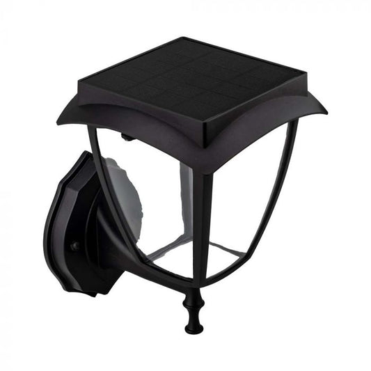 LED SOLAR WALL LAMP WW + CW 110Lm 170° 17.5x23 MATT BLACK BODY IP65