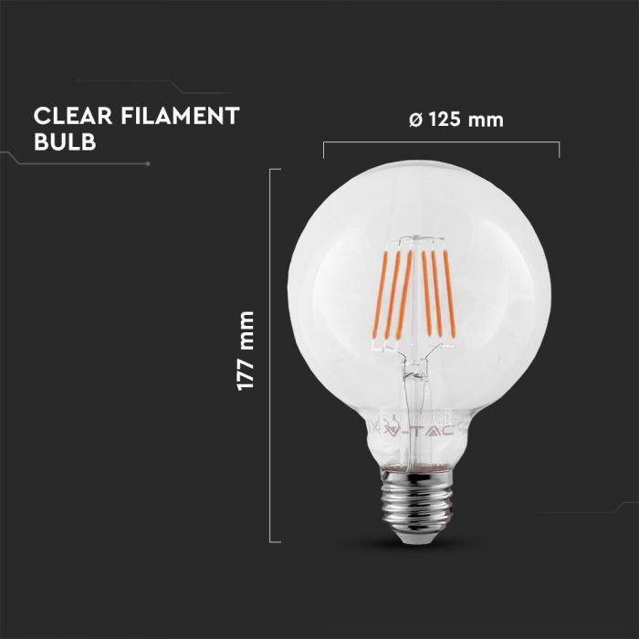 LED Bulb SAMSUNG Chip Filament 6W E27 G125 Clear Cover 2700K