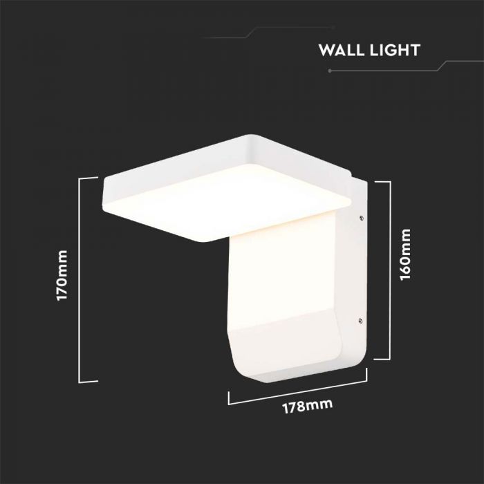 LED WALL LIGHT WHITE SQUARE 17W WW 2520lm 350° 178x170x160 ALUMINIUM IP65