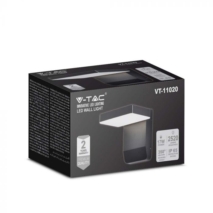 LED WALL LIGHT BLACK SQUARE 17W WW 2520lm 350° 178x170x160 ALUMINIUM IP65