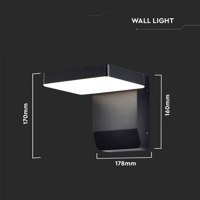 LED WALL LIGHT BLACK SQUARE 17W WW 2520lm 350° 178x170x160 ALUMINIUM IP65