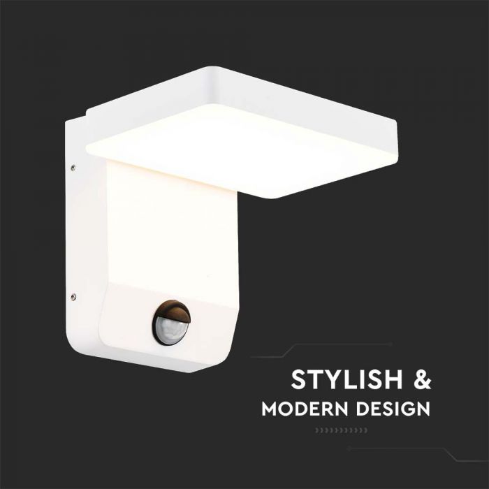LED WALL LIGHT WITH SENSOR WHITE SQUARE 17W 2520lm WW 350° 17.8x17x16cm IP65