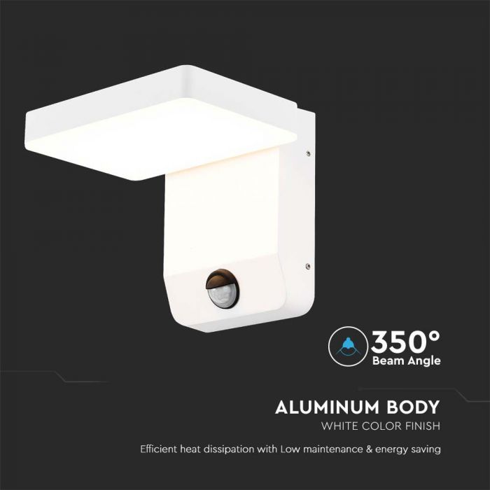 LED WALL LIGHT WITH SENSOR WHITE SQUARE 17W 2520lm WW 350° 17.8x17x16cm IP65
