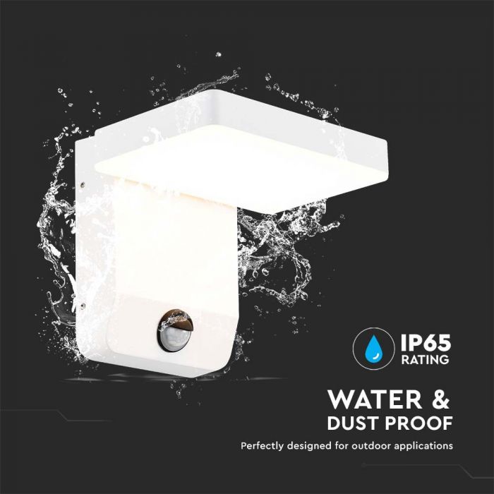 LED WALL LIGHT WITH SENSOR WHITE SQUARE 17W 2520lm WW 350° 17.8x17x16cm IP65
